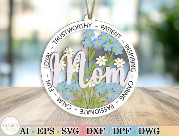 Floral Mom Ornament Laser Cut 144410831 Creativo Digital